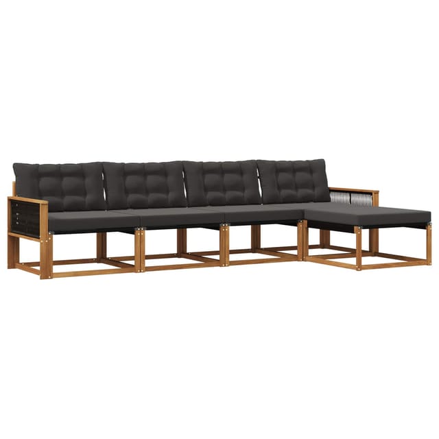 vidaXL Outdoor-Sofagarnitur mit Kissen 5 Stk Natur und Schwarz 3381360