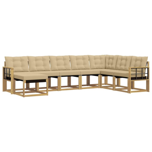 vidaXL Outdoor-Sofagarnitur mit Kissen 8-Tlg Weiß und Beige 3389771