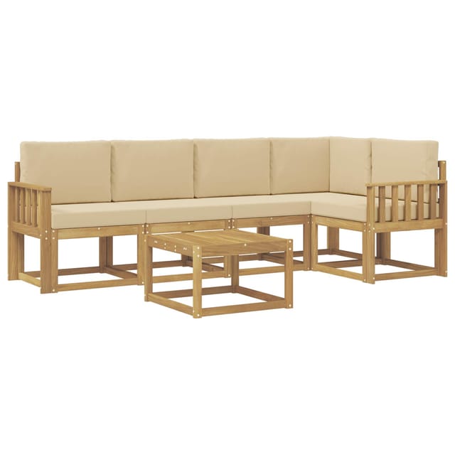 vidaXL Outdoor-Sofagarnitur 6-Tlg Weiß und Beige Massivholz Akazie 3387662