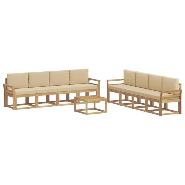 vidaXL Outdoor-Sofagarnitur mit Kissen 9-Tlg Weiß und Beige 3387422