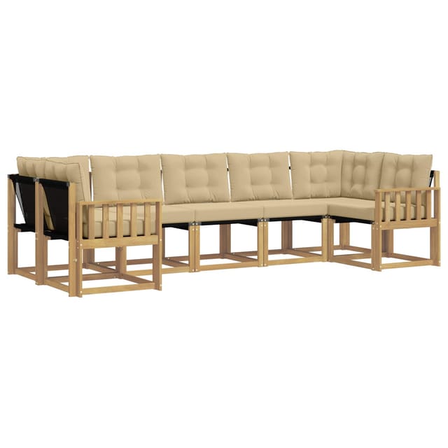 vidaXL Outdoor-Sofagarnitur mit Kissen 7-Tlg Weiß und Beige 3389835