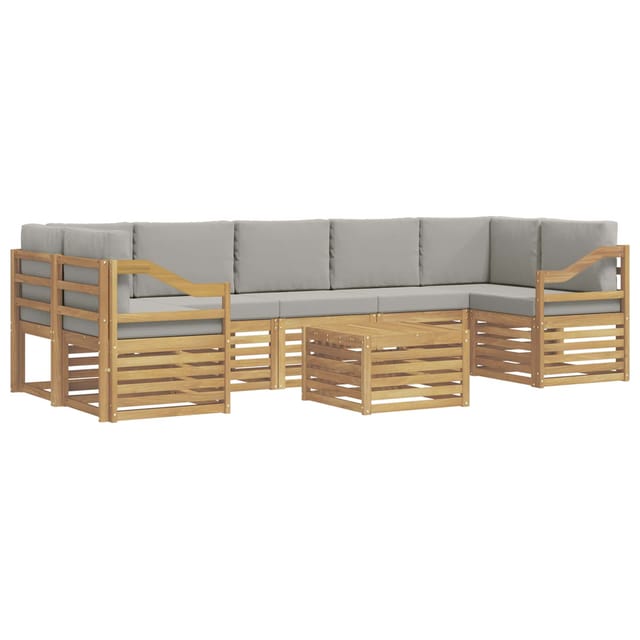 vidaXL Outdoor-Sofagarnitur 8-Tlg Weiß und Hellgrau Polyester 3391571
