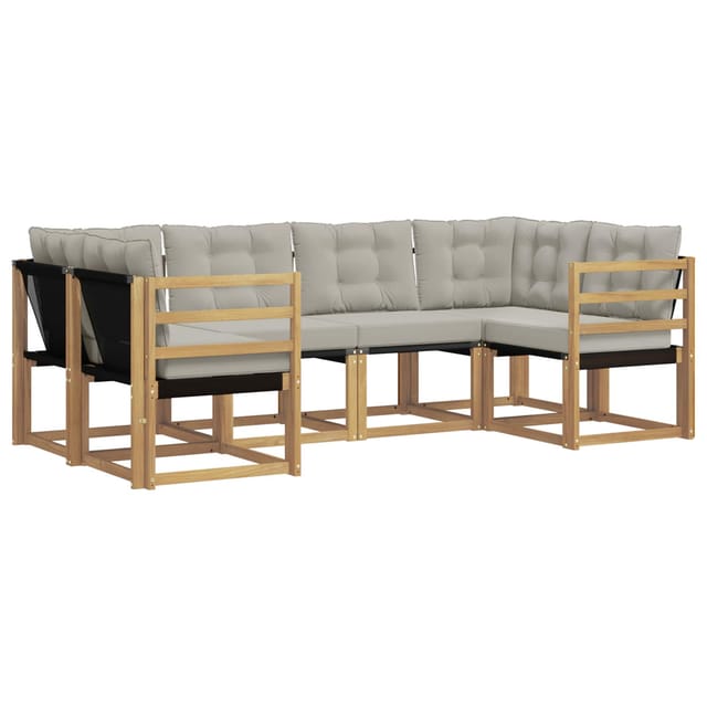 vidaXL Outdoor-Sofagarnitur mit Kissen 6-Tlg Weiß und Hellgrau 3389801
