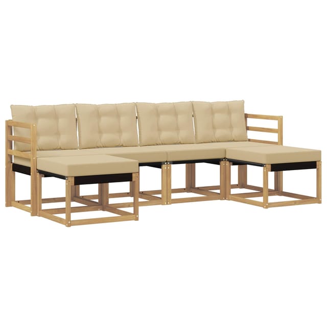 vidaXL Outdoor-Sofagarnitur mit Kissen 6-Tlg Weiß und Beige 3389731