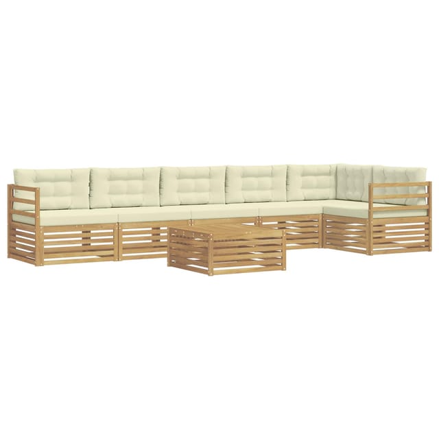 vidaXL Outdoor-Sofagarnitur mit Kissen 7-Tlg Weiß und Creme Polyester 3390585