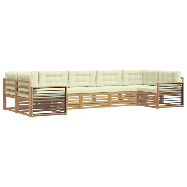 vidaXL Outdoor-Sofagarnitur mit Kissen 7-Tlg Weiß und Creme 3391095