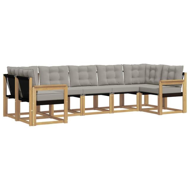 vidaXL Outdoor-Sofagarnitur mit Kissen 7-Tlg Weiß und Hellgrau 3389829