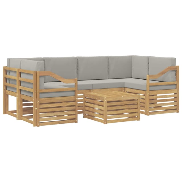 vidaXL Outdoor-Sofagarnitur 7-Tlg Weiß und Hellgrau Polyester 3391491
