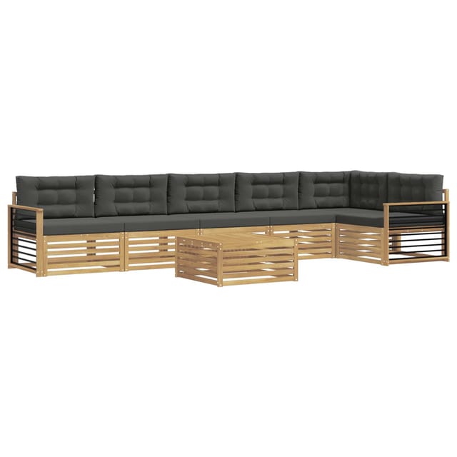 vidaXL Outdoor-Sofagarnitur mit Kissen 7-Tlg Weiß und Anthrazit 3390617