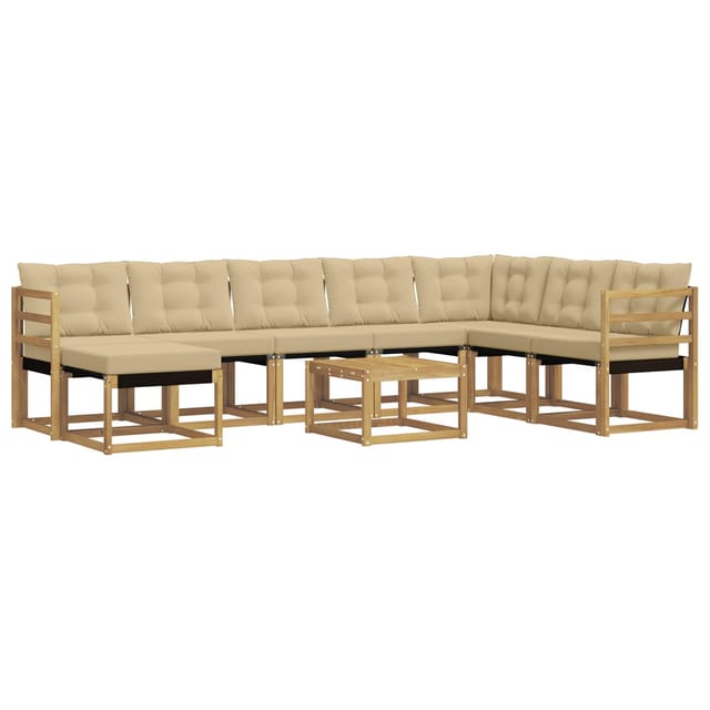 vidaXL Outdoor-Sofagarnitur mit Kissen 9-Tlg Weiß und Beige 3389779