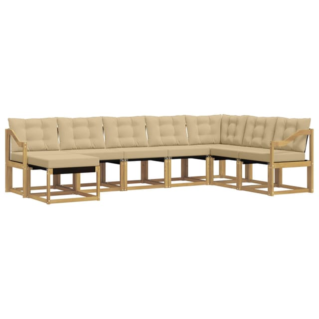 vidaXL Outdoor-Sofagarnitur mit Kissen 8-Tlg Weiß und Beige 3389775