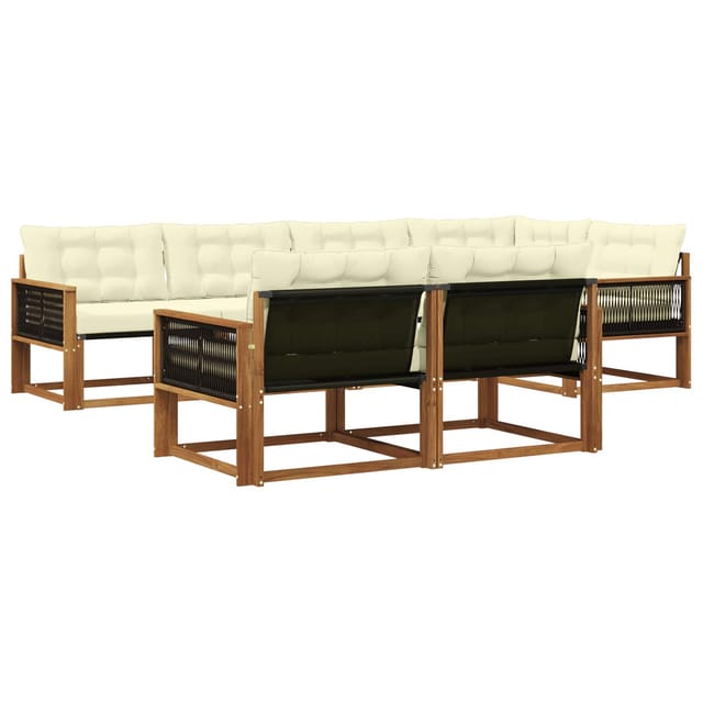 vidaXL Outdoor-Sofagarnitur mit Kissen 7 Stk Natur und Creme 3381486