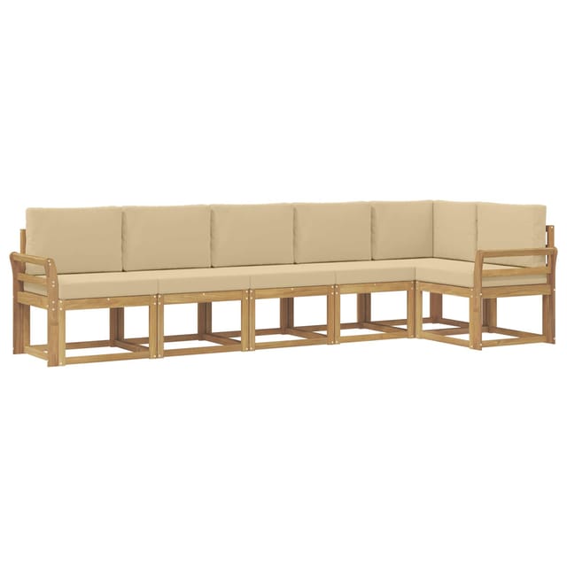 vidaXL Outdoor-Sofagarnitur mit Kissen 6-Tlg Weiß und Beige Polyester 3387702