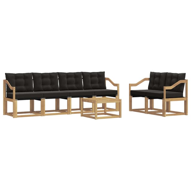 vidaXL Outdoor-Sofagarnitur mit Kissen 7-Tlg Weiß und Schwarz 3389246