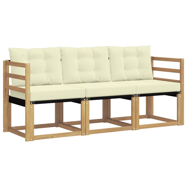 vidaXL Outdoor-Sofagarnitur mit Kissen 3-Tlg Weiß und Creme 3389152