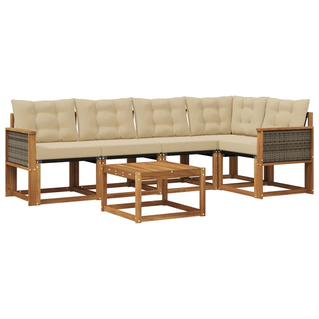 vidaXL Outdoor-Sofagarnitur mit Kissen 6 Stk Natur und Beige 3381965