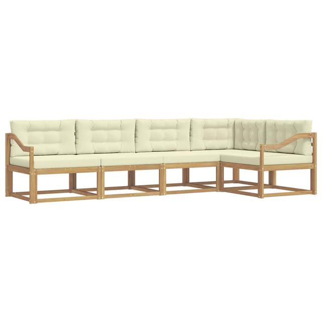vidaXL Outdoor-Sofagarnitur mit Kissen 4-Tlg Weiß und Creme Polyester 3386459