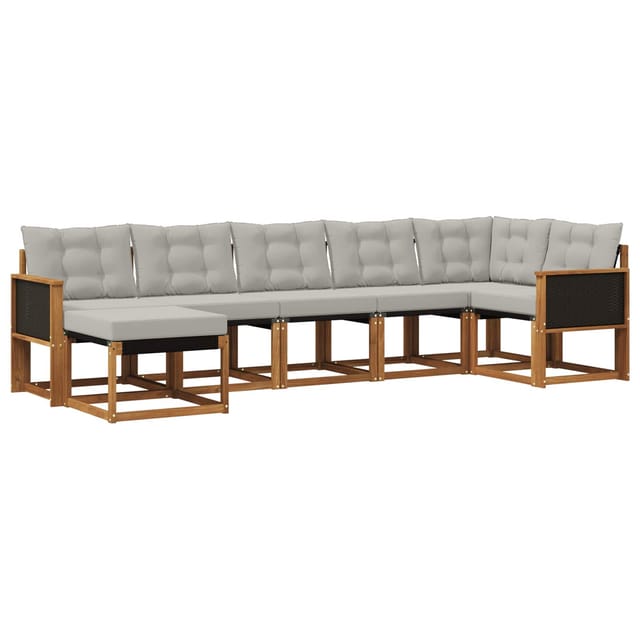 vidaXL Outdoor-Sofagarnitur mit Kissen 7 Stk Natur und Hellgrau 3382087