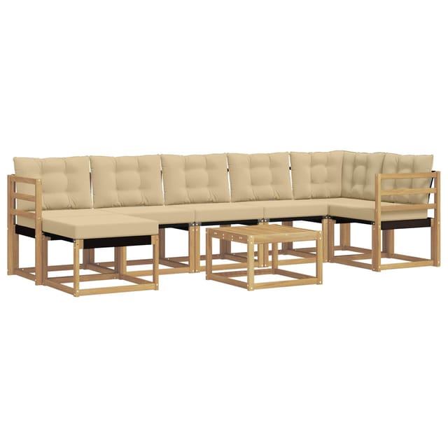 vidaXL Outdoor-Sofagarnitur mit Kissen 8-Tlg Weiß und Beige 3389707