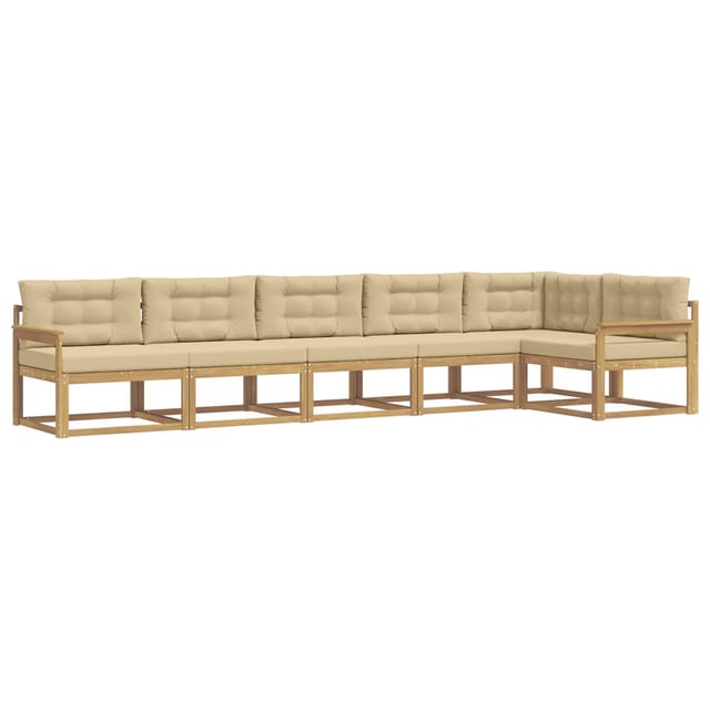 vidaXL Outdoor-Sofagarnitur mit Kissen 4-Tlg Weiß und Beige Polyester 3386507