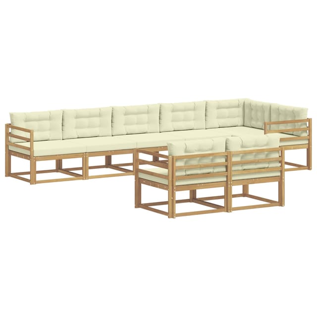 vidaXL Outdoor-Sofagarnitur mit Kissen 6-Tlg Weiß und Creme Polyester 3386604