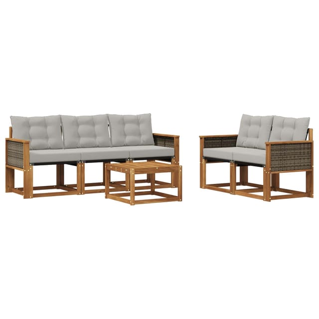 vidaXL Outdoor-Sofagarnitur mit Kissen 6 Stk Natur und Hellgrau 3381771