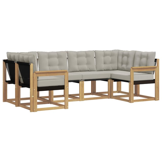 vidaXL Outdoor-Sofagarnitur mit Kissen 6-Tlg Weiß und Hellgrau 3389805