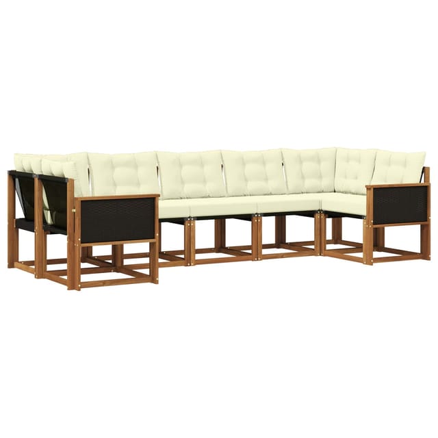 vidaXL Outdoor-Sofagarnitur mit Kissen 7 Stk Natur und Creme 3382182