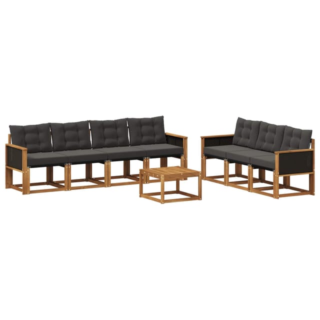 vidaXL Outdoor-Sofagarnitur mit Kissen 8 Stk Natur und Schwarz 3381816