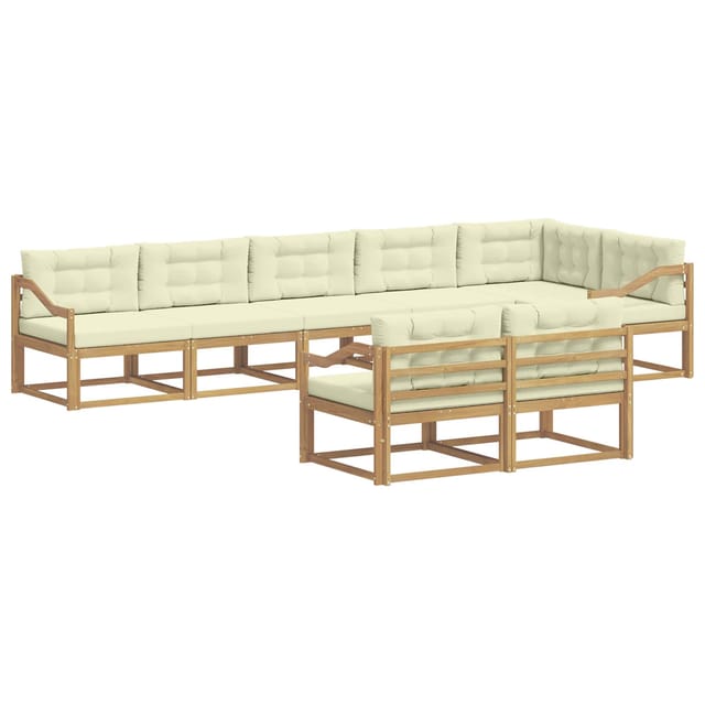 vidaXL Outdoor-Sofagarnitur mit Kissen 6-Tlg Weiß und Creme Polyester 3386634