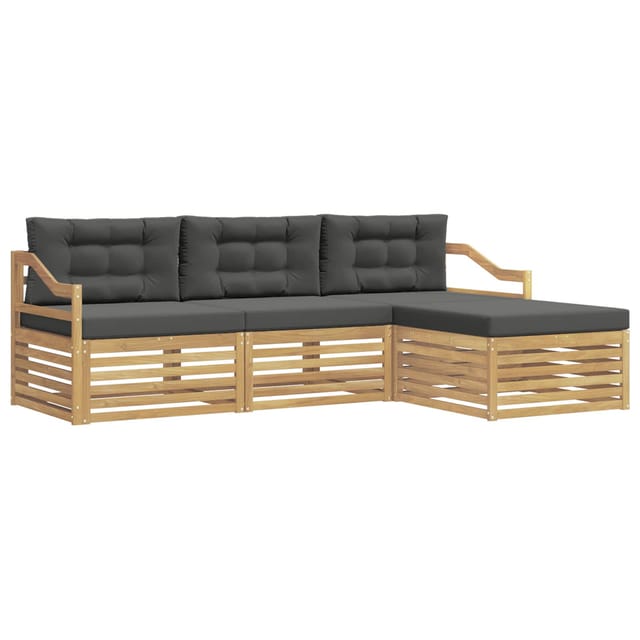 vidaXL Outdoor-Sofagarnitur 4-Tlg Weiß und Anthrazit Polyester 3390302