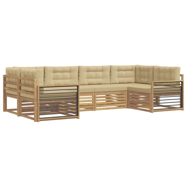 vidaXL Outdoor-Sofagarnitur mit Kissen 6-Tlg Weiß und Beige 3391058