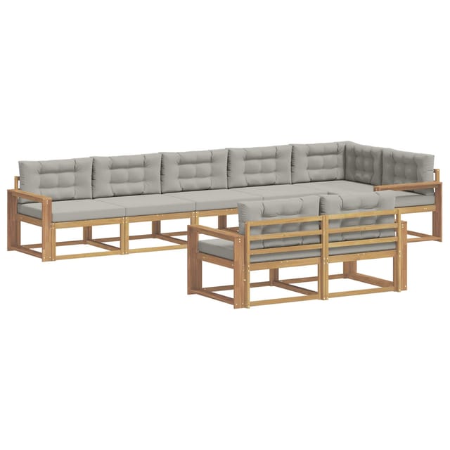 vidaXL Outdoor-Sofagarnitur 6-Tlg Weiß und Hellgrau Polyester 3386625