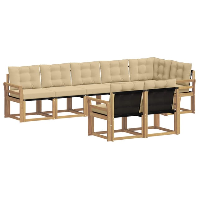 vidaXL Outdoor-Sofagarnitur mit Kissen 8-Tlg Weiß und Beige 3389599