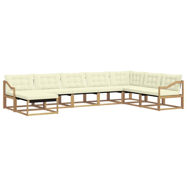 vidaXL Outdoor-Sofagarnitur mit Kissen 8-Tlg Weiß und Creme 3388980