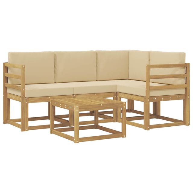 vidaXL Outdoor-Sofagarnitur mit Kissen 5-Tlg Weiß und Beige 3387582