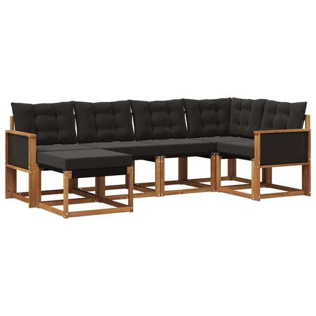 vidaXL Outdoor-Sofagarnitur mit Kissen 6 Stk Natur und Schwarz 3382056