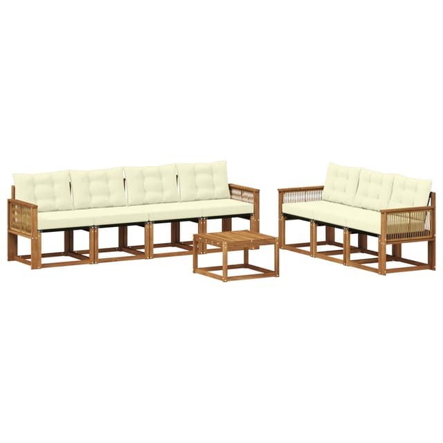 vidaXL Outdoor-Sofagarnitur mit Kissen 8 Stk Natur und Creme 3381826