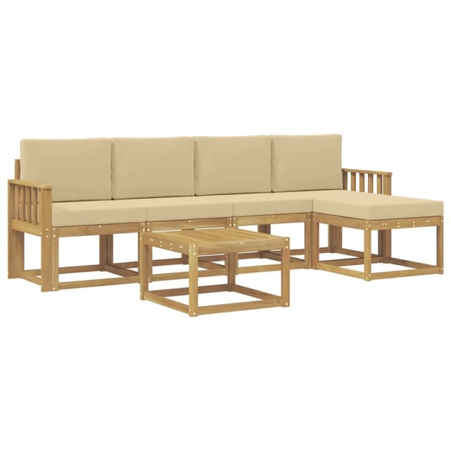 vidaXL Outdoor-Sofagarnitur mit Kissen 6-Tlg Weiß und Beige 3387522