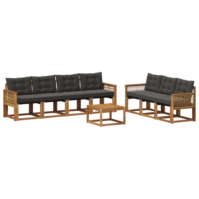 vidaXL Outdoor-Sofagarnitur mit Kissen 8 Stk Natur und Schwarz 3381828