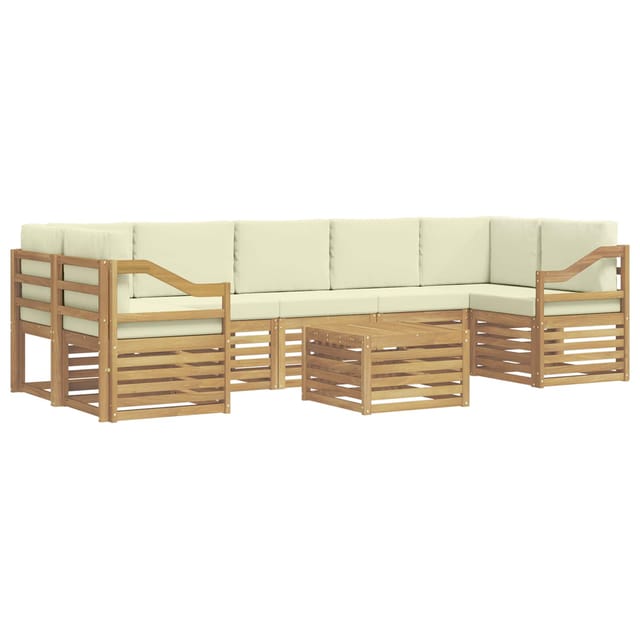 vidaXL Outdoor-Sofagarnitur mit Kissen 8-Tlg Weiß und Creme Polyester 3391570