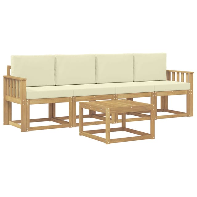 vidaXL Outdoor-Sofagarnitur mit Kissen 5-Tlg Weiß und Creme 3387204