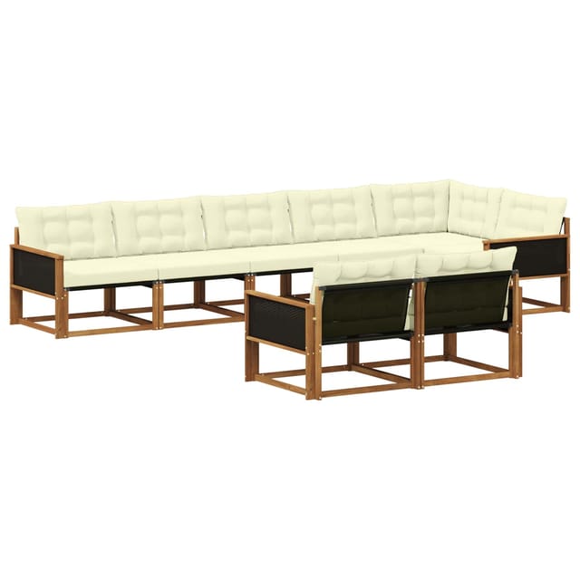 vidaXL Outdoor-Sofagarnitur mit Kissen 8 Stk Natur und Creme 3381494