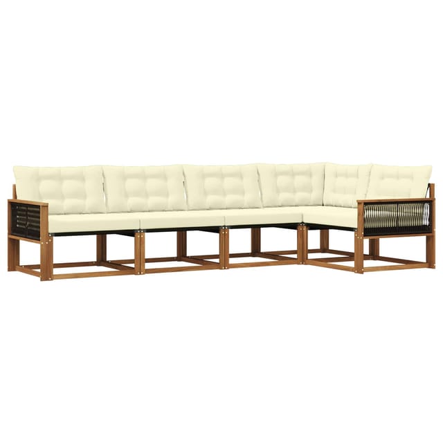 vidaXL Outdoor-Sofagarnitur mit Kissen 5 Stk Natur und Creme 3381422