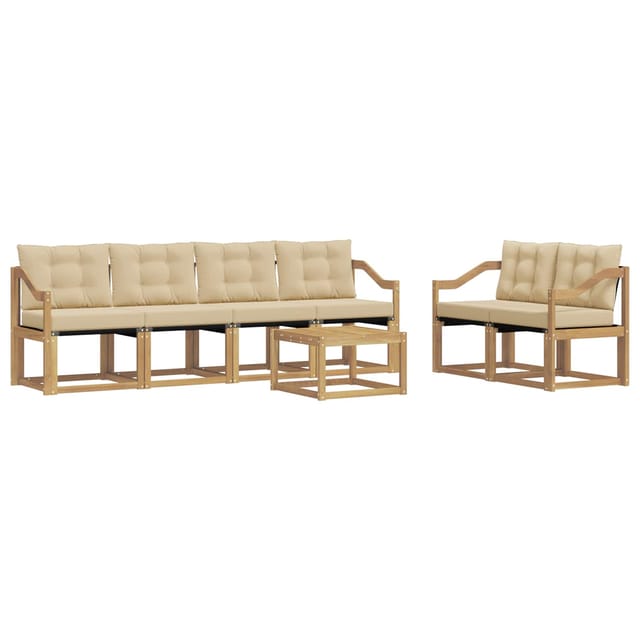 vidaXL Outdoor-Sofagarnitur mit Kissen 7-Tlg Weiß und Beige 3389247