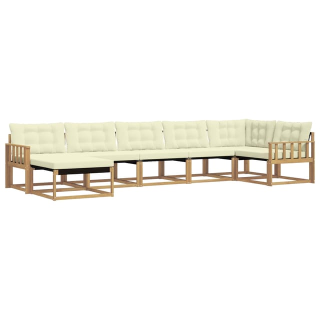 vidaXL Outdoor-Sofagarnitur mit Kissen 7-Tlg Weiß und Creme 3388896