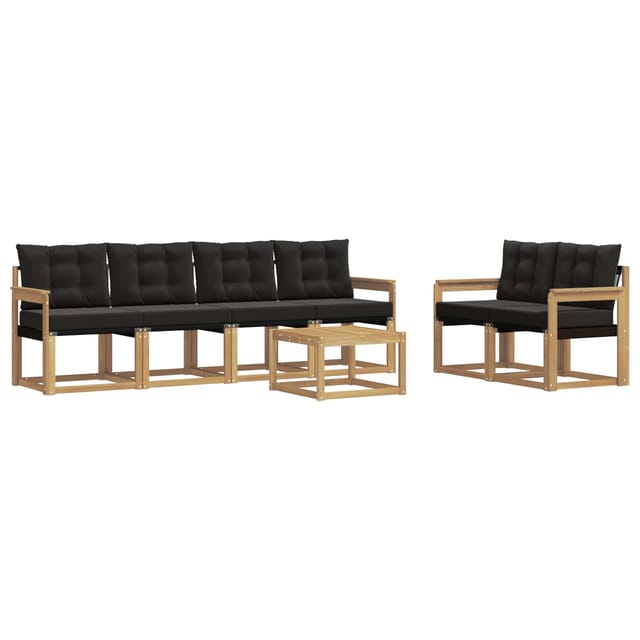 vidaXL Outdoor-Sofagarnitur mit Kissen 7-Tlg Weiß und Schwarz 3389230