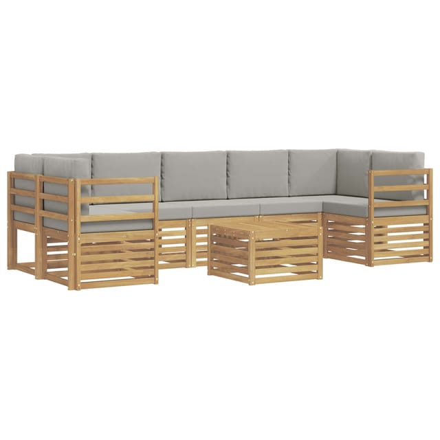 vidaXL Outdoor-Sofagarnitur 8-Tlg Weiß und Hellgrau Polyester 3391536