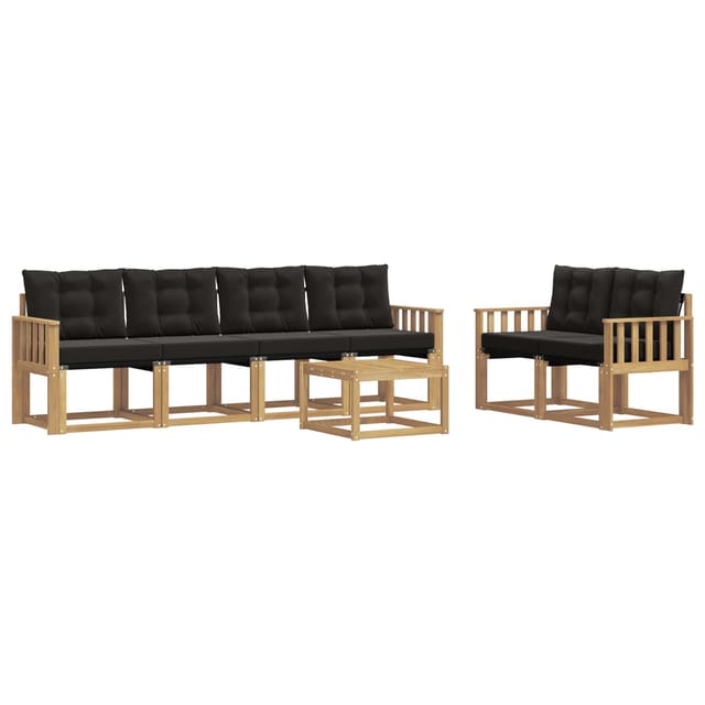 vidaXL Outdoor-Sofagarnitur mit Kissen 7-Tlg Weiß und Schwarz 3389234