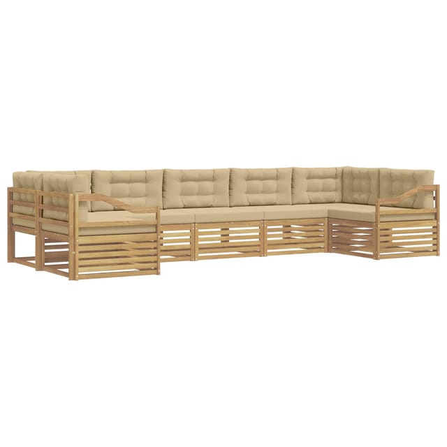 vidaXL Outdoor-Sofagarnitur mit Kissen 7-Tlg Weiß und Beige Polyester 3391103